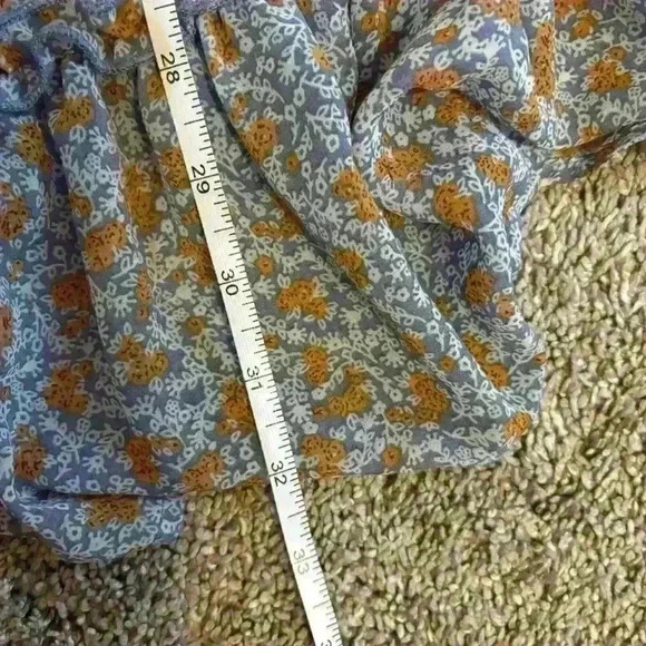 Ditsy Floral Long Sleeve Cut Outs Blue Orange Dress Ruffles Size Small - Picture 8 of 11